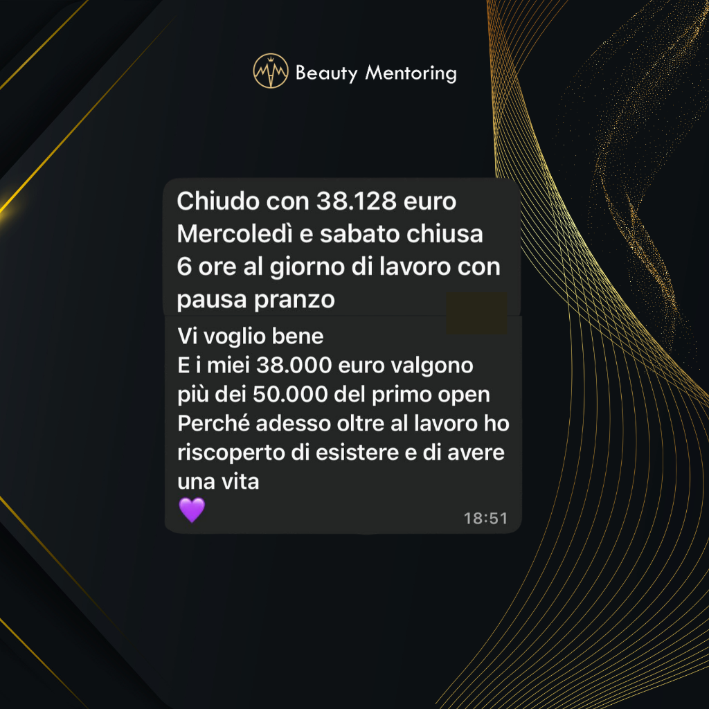 Testimonianza cliente Beauty Mentoring 1