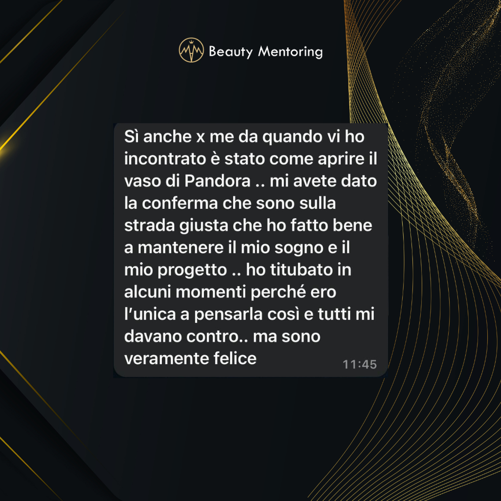 Testimonianza cliente Beauty Mentoring 12