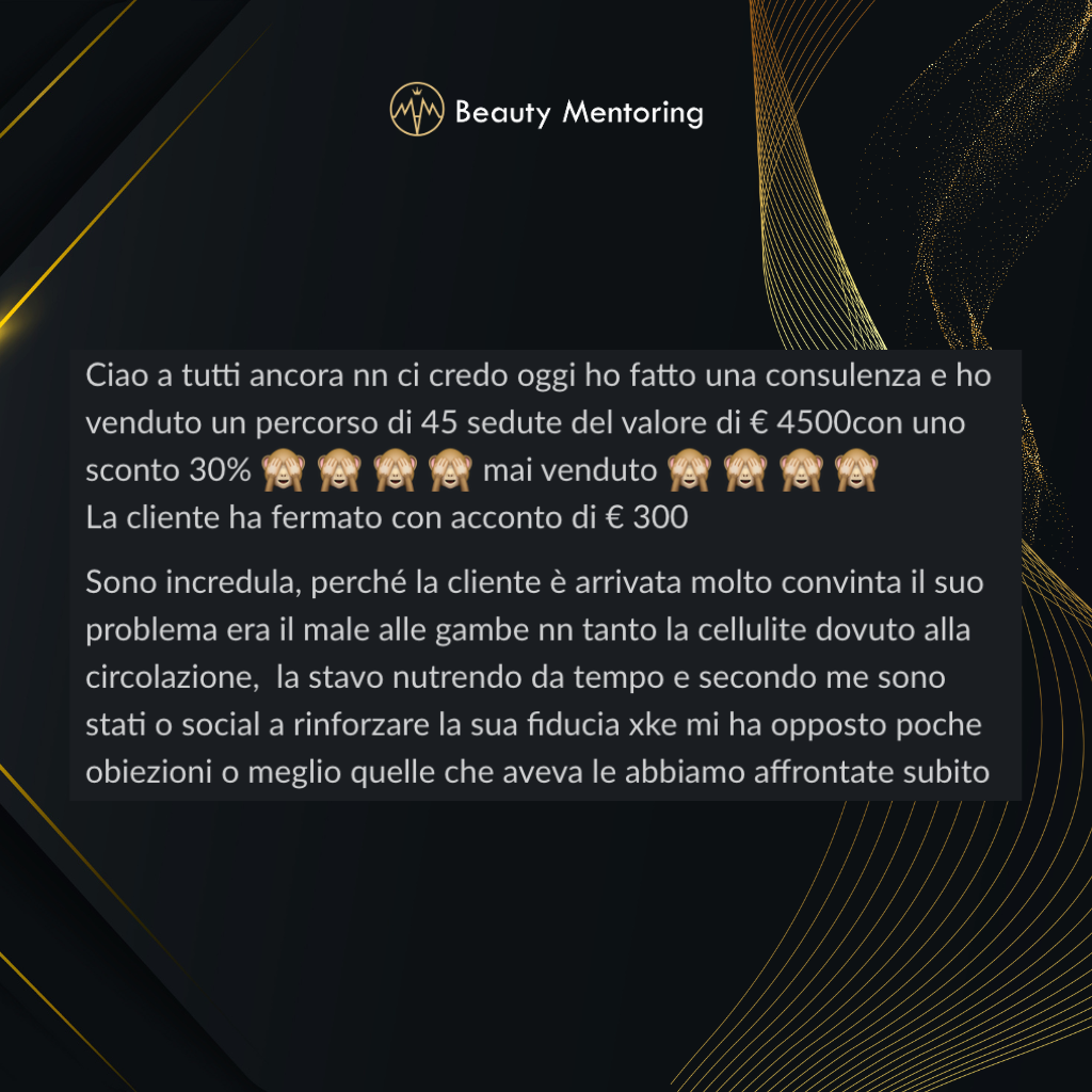 Testimonianza cliente Beauty Mentoring 2