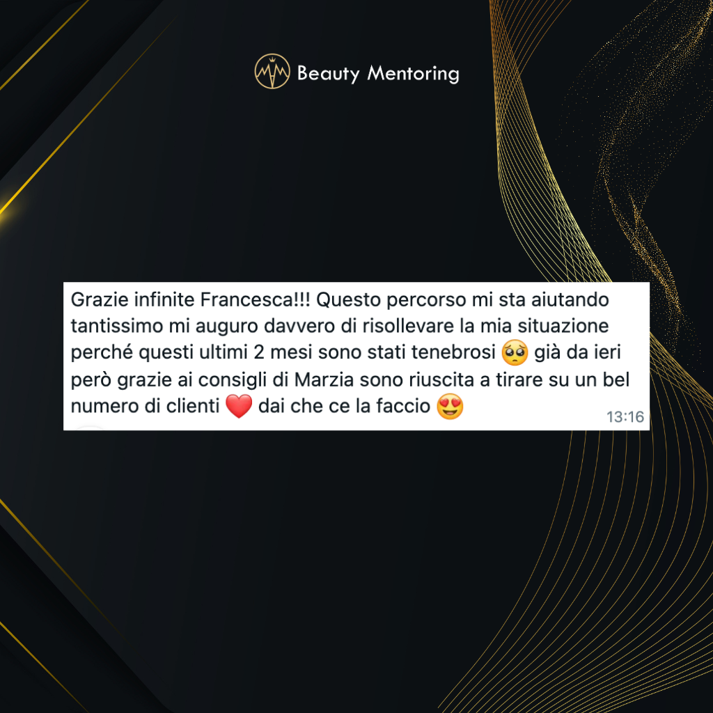 Testimonianza cliente Beauty Mentoring 8